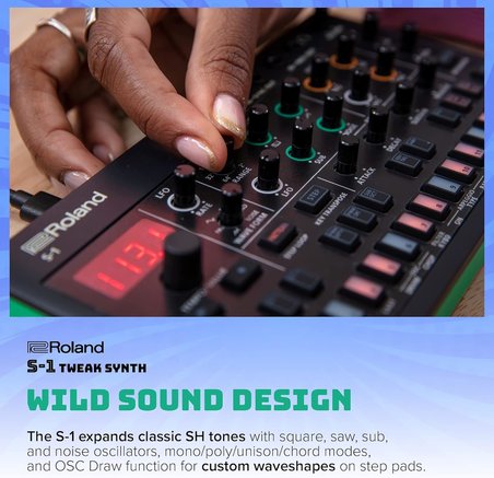 Roland Aira Compact S-1 Tweak Synth | Modern Aletlerle Ultra Taşınabilir Mikro Polisentezleyici | D-
