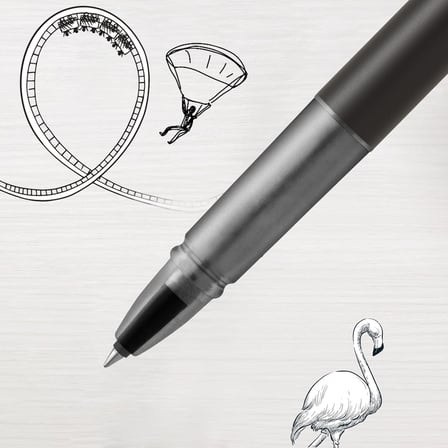 Parker Vector Xl Tükenmez Kalem | Pirinç Üzerine Metalik Siyah Lake | Siyah Mürekkep Doldurmalı Ince