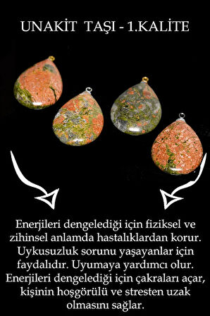 Sertifikalı Damla Model Unakit Taşı Kolye (GÜMÜŞ APARATLI)