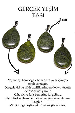 Sertifikalı Damla Model Jade Yeşim Taşı Kolye - Kanada (GÜMÜŞ APARATLI)