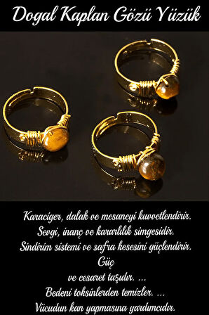 Sertifikalı Kalın Tımbıl Model Kaplan Gözü Taşı Yüzük - Ayarlamalı