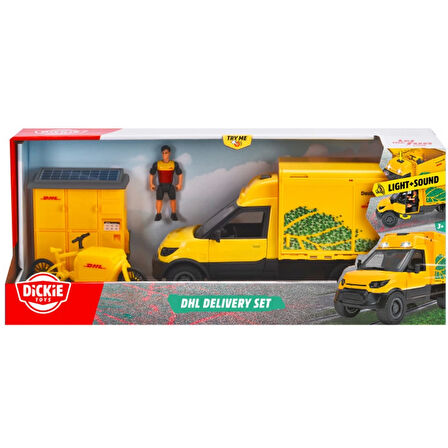Dickie DHL Işıklı ve Sesli Kargo Teslimat Araba Seti