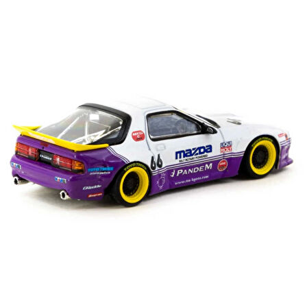 Tarmac Works 1/64 Pandem Mazda RX-7 FC3S White / purple - Koleksiyonluk Metal Model Araba