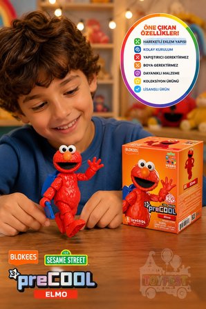 Susam Sokağı BLOKEES Sesame Street Elmo Figür Model Kit Hareketli Oyuncak 13 cm
