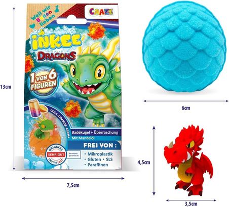 Ejderha Temalı INKEE Sürpriz Banyo Bombası Figürlü Dragons Oyuncağı 100 g 13x7,5x6 cm