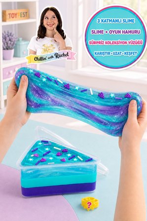 Jelly Cakes Ocean Grape Escape Squishy 3 Katmanlı Sıkma Sürpriz Yüzüklü Pasta Dilimli Duyusal Slime