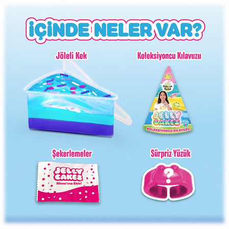 Jelly Cakes Ocean Grape Escape Squishy 3 Katmanlı Sıkma Sürpriz Yüzüklü Pasta Dilimli Duyusal Slime