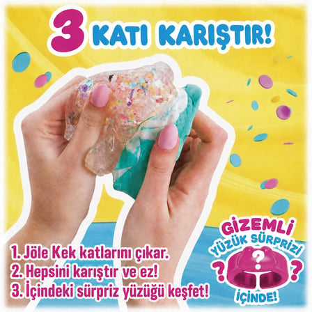 Jelly Cakes Ocean Grape Escape Squishy 3 Katmanlı Sıkma Sürpriz Yüzüklü Pasta Dilimli Duyusal Slime