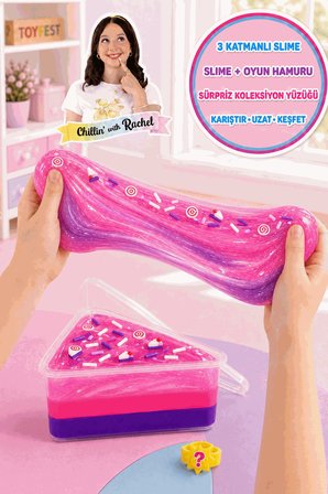 Jelly Cakes Pinky Plum Squishy 3 Katmanlı Sıkmalık Sürpriz Yüzüklü Pasta Dilimli Duyusal Slime