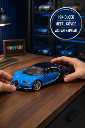 Maisto Bugatti Chiron 1:24 Metal Model Araba Açılan Kapılı Diecast Koleksiyonluk Oyuncak 20 cm