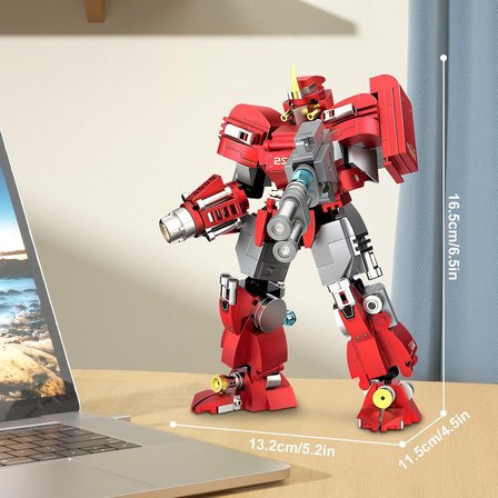 Transformers Benzeri Kırmızı Maket Robot Seti 453 Parça Hareketli Eklemli Standlı Oyuncak Seti