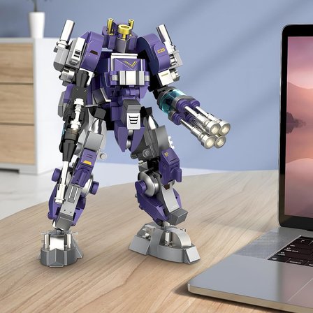 Transformers Benzeri Mor Maket Robot Seti 456 Parça Hareketli Eklemli Standlı Oyuncak Seti