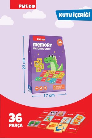 Puedo Memory Hayvanlar Eşleştirme Oyunu 36 Parça EVA Hafıza Oyunu 3+ Eğitici Kart Oyunu