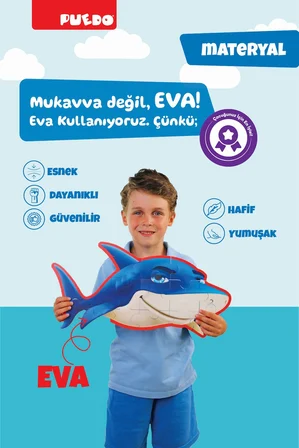 Puedo Deniz Canlıları EVA Çift Taraflı Puzzle 35 Parça 3D Eğitici Oyuncak 3+ Yaş
