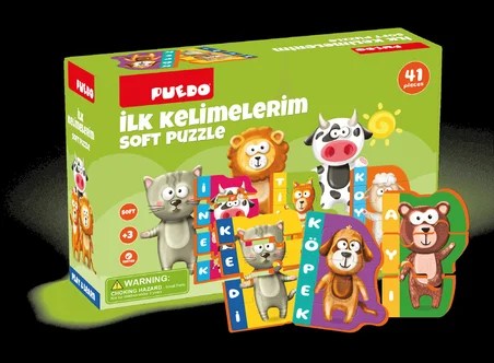 Puedo İlk Kelimelerim EVA Puzzle Hayvanlar 41 Parça Eğitici 3+ Çocuk Oyuncak Seti