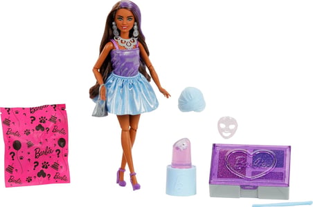 Barbie Parti Paketi Bebek Ve Aksesuarlar, Muhteşem Parti Serisi, Renk Değişimi Dahil 10 Sürpriz, Mor