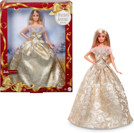 Barbie Signature Bebek, Gümüş Ve Altın Rengi Elbise Giyen Sarı Saçlı Barbie 2025 Mutlu Yıllar Bebeği