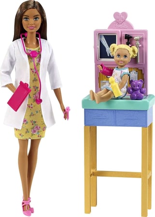 Barbie Bebek (30, 40) Ile Barbie Çocuk Doktoru Oyun Seti, Kahverengi Saçlı, 3 Yaş Ve Üzeri Için Gtn5