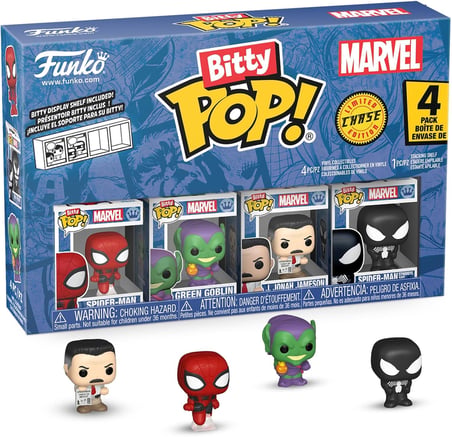 Funko Bitty Pop: Marvel - Spider-Man 4'Lü Paket Chase, Oyuncak Figür
