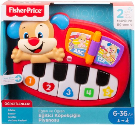 Fisher Price Eğlen & Öğren Eğitici Köpekçiğin Piyanosu (Türkçe), 5 Işıklı Piyano Tuşu, 30'Un Üzerind
