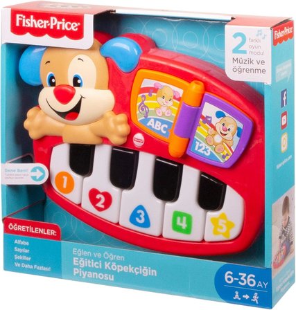 Fisher Price Eğlen & Öğren Eğitici Köpekçiğin Piyanosu (Türkçe), 5 Işıklı Piyano Tuşu, 30'Un Üzerind