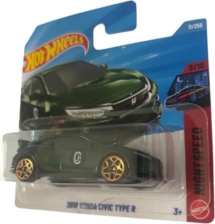 Hot Wheels 2018 Honda Civic Tip R [Yeşil] Gece Hız 3/10, 11/250-1:64 Ölçekli Diecast Oyuncak Araç
