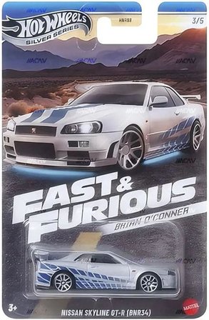 Hot Wheels Brian O'Conner 3/5 - Hot Wheels Nissan Skyline Gt-R (Bnr34) (1/64) Fast & Furious, Oyunca
