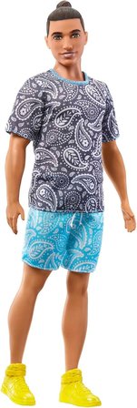 Barbie Ken Bebek, Çocuk Oyuncakları, Modacılar, Topuz İçinde Kahverengi Saç, Paisley Tee Ve Şort, Kı