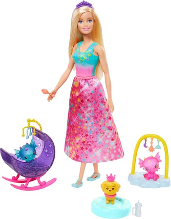 Barbie Dreamtopia Prenses Bebek Ve Aksesuarları Oyun Setleri, Uyku Temalı, Ejderha Odası Oyun Seti G