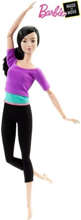 Barbie Sonsuz Hareket Bebeği, Siyah Saçlı - Siyah Taytlı, 22 Eklemli Oyuncak Bebek, 1316.216226