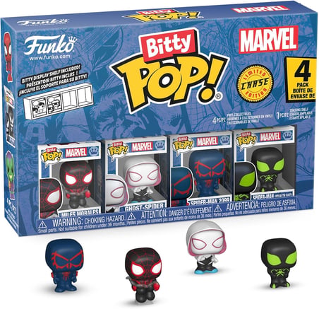 Funko Bitty Pop: Marvel - Spiderman - Miles Morales 4'Lü Paket Chase, Oyuncak Figür