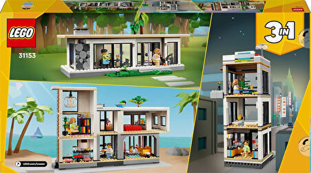 Lego Creator 3’Ü 1 Arada Modern Ev 31153 – 9 Yaş Ve Üzeri İçin 3 Katlı Şehir Binası Veya Orman Kulüb
