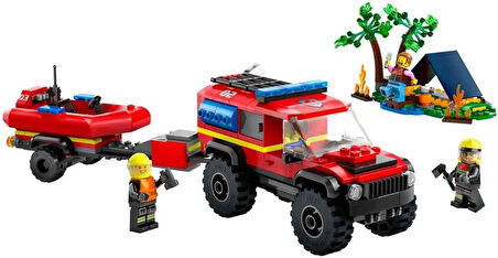 Lego City 4X4 Kurtarma Botlu İtfaiye Kamyonu 60412-5 Yaş Ve Üzeri Çocuklar Için Kamp Çadırı Ve İtfai