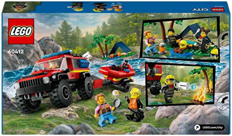 Lego City 4X4 Kurtarma Botlu İtfaiye Kamyonu 60412-5 Yaş Ve Üzeri Çocuklar Için Kamp Çadırı Ve İtfai