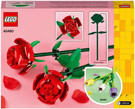 Lego® Icons Gül 40460 - Dekoratif, Koleksiyonluk Ve Sergilenebilir Çiçek Modeli Yapım Seti (120 Parç