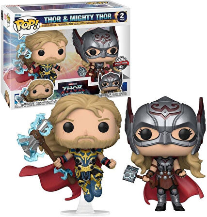 Funko Pop Marvel 2-Pack: Thor Love And Thunder - Thor & Mighty Thor Special Edition Bobble-Head