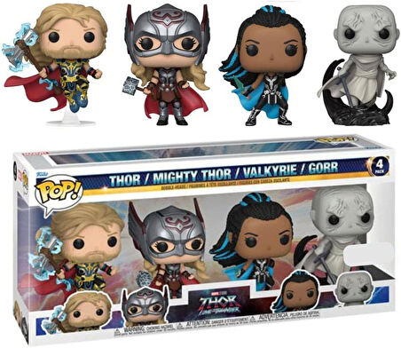 Thor 4: Love And Thunder - Thor, Mighty Thor, Valkyrie & Gorr Us Exclusive Pop! 4-Pack