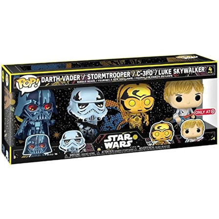 Star Wars Pack 4 Figür Pop! Filmler Vinil Retro Serisi 9 Cm