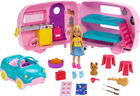 Barbie Club Chelsea Karavanı Oyun Seti, Chelsea'Nin Yavru Köpeği Ve Aksesuarlar Fxg90