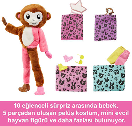 Barbie Cutie Reveal Bebekler Barbie Tropikal Orman Serisi - Maymun, 3 Yaş Ve Üzeri, Hkr01