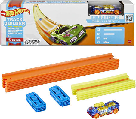 Hot Wheels Track Builder Temel Pist Seti, 10 Adet Pist Parçası, 9 Adet Pist Bağlantı Parçası Ve Bir 