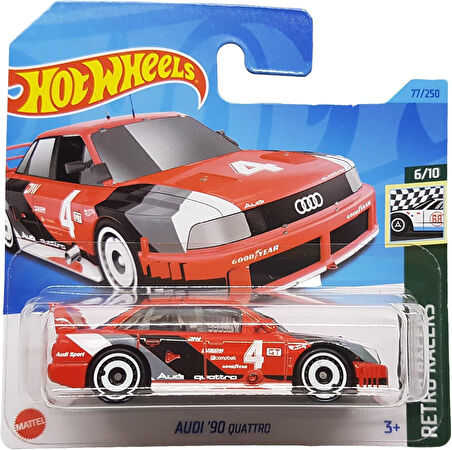 Hot Wheels - Audi ´90 Quattro - Retro Racers 6/10 - Hkj81 - Short Card - Good Year - Kırmızı - Matte