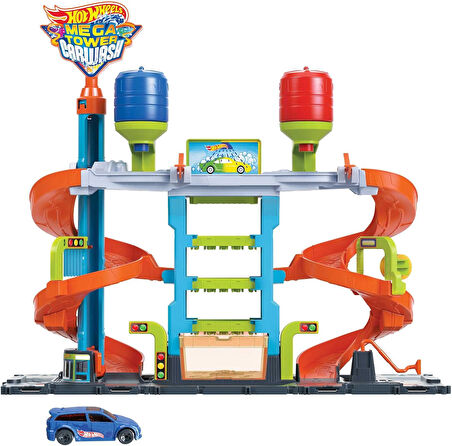 Hot Wheels City Mega Araba Yıkama, 1 Adet Renk Değiştiren Arabalar Aracı, Sıcak Ve Soğuk Su Tankları