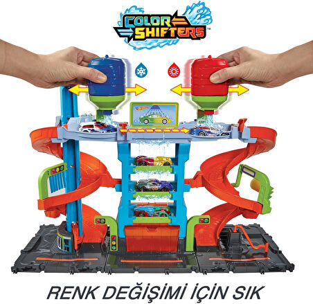 Hot Wheels City Mega Araba Yıkama, 1 Adet Renk Değiştiren Arabalar Aracı, Sıcak Ve Soğuk Su Tankları