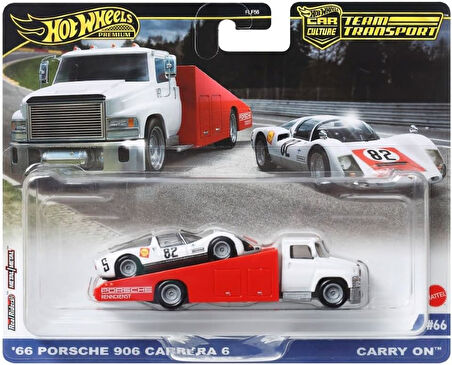 Hot Wheels Premium Car Culture Team Transport Flf56-Hrv47 '66 Porsche 906 Carrera 6 & Carry On