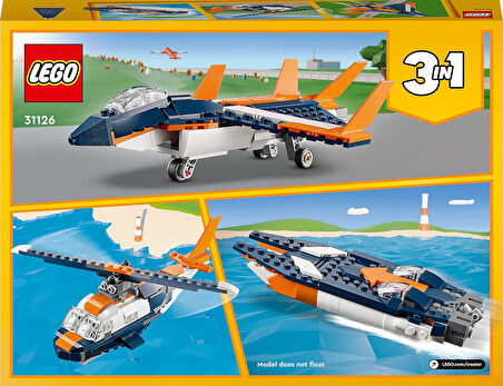 Lego® Creator 3’Ü 1 Arada Süpersonik Jet 31126-7 Yaş Ve Üzeri Çocuklar Için Jet Uçağı, Helikopter Ve