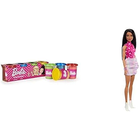 Barbie Oyun Hamuru 4'Lü Paket - (4 * 100 Gr) Ve Barbie Büyüleyici Parti Bebekleri (Fashionistas) - Y
