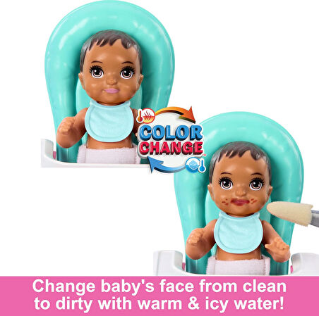 Barbie Skipper Doll & Playset With Accessories, Yemek Zamanı Temalı Bebek Bakıcılığı Seti, Renk Deği