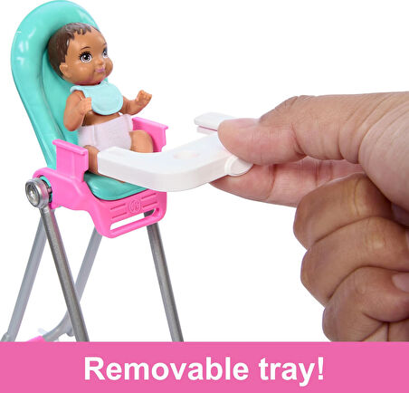 Barbie Skipper Doll & Playset With Accessories, Yemek Zamanı Temalı Bebek Bakıcılığı Seti, Renk Deği