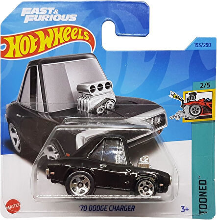 Hot Wheels - ´70 Dodge Charger - Tooned 2/5 - Hkg57 - Short Card - Fast & Furious - Siyah - Mattel 2